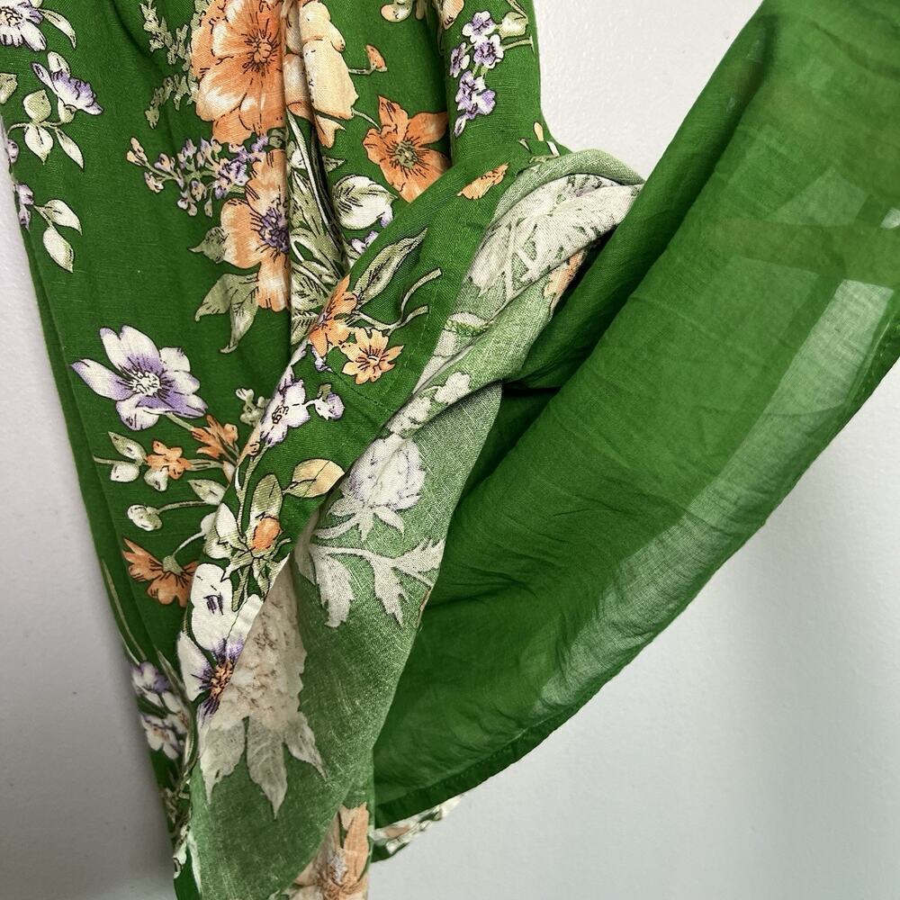 NWT Sim & Sam Dress Linen Blend Floral Sz S Ruffled Babydoll Vacation Green Boho - Picture 7 of 15